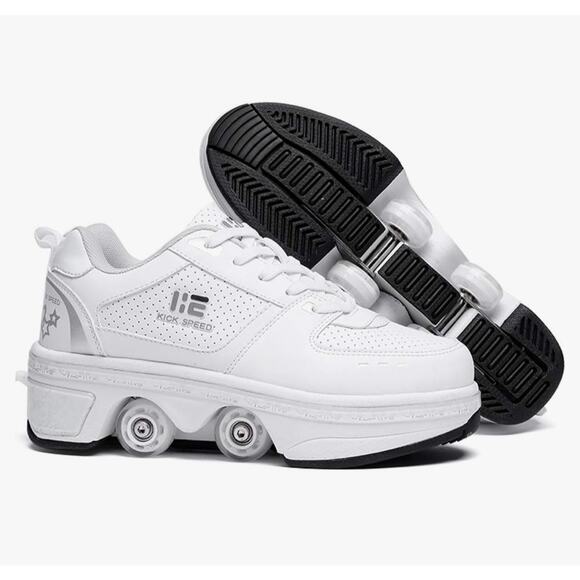 No Brand Shoes - 2-in-1‎ Roller Skates & Sneakers Unisex Retractable Wheels Size 3.5(34)